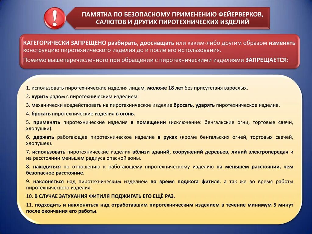 Памятка по безопасному применению фейерверков, салютов и других пиротехнических изделий.